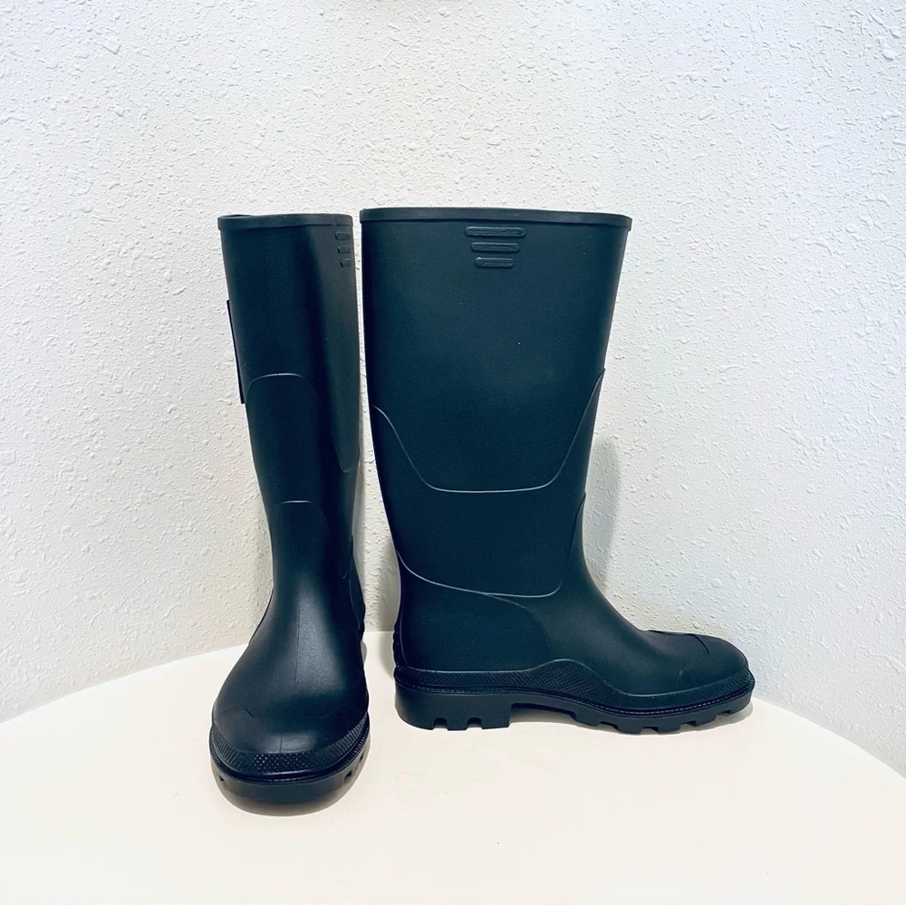 DSQUARED2 Women’s Icon Forever Tall Black Rubber Rain Boots Size 8 NEW - Picture 8 of 15